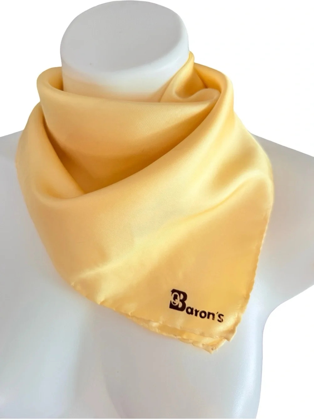 Oleg Cassini Burmel 100% Silk 20” Square Scarf Butter Yellow Neckerchief Vintage
